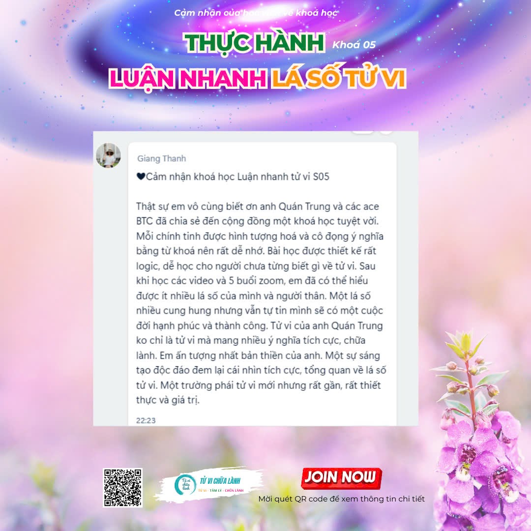 Cảm nhận học viên Tử Vi Chữa Lành