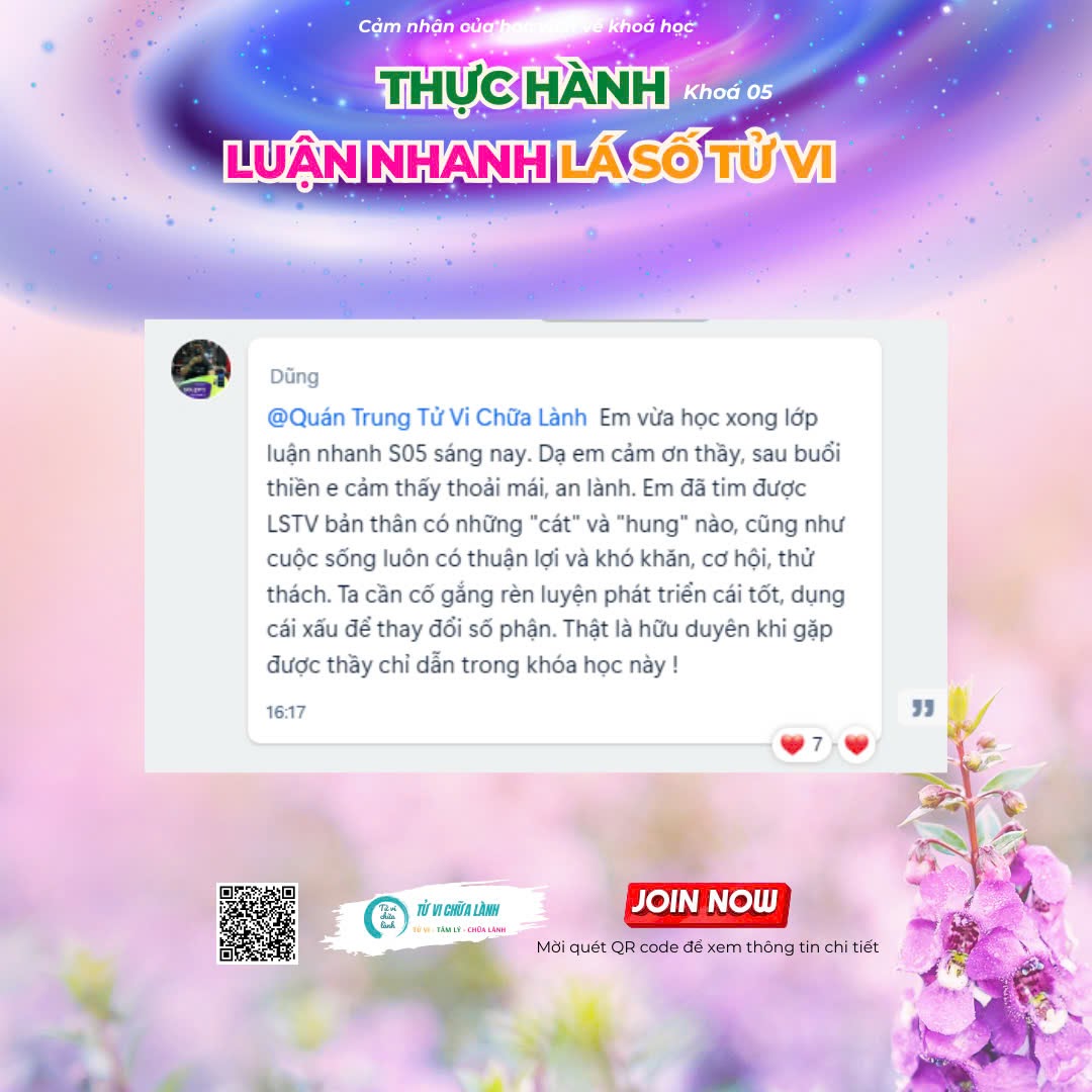 Cảm nhận học viên Tử Vi Chữa Lành