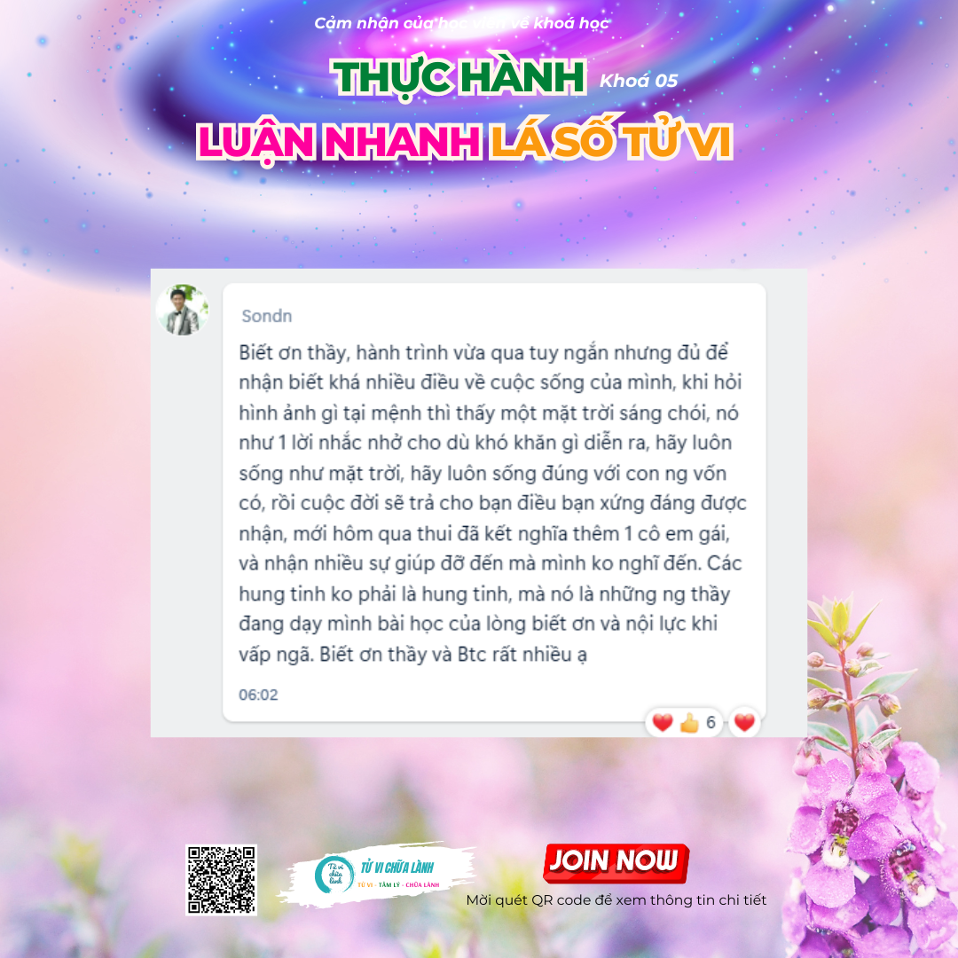 Cảm nhận học viên Tử Vi Chữa Lành