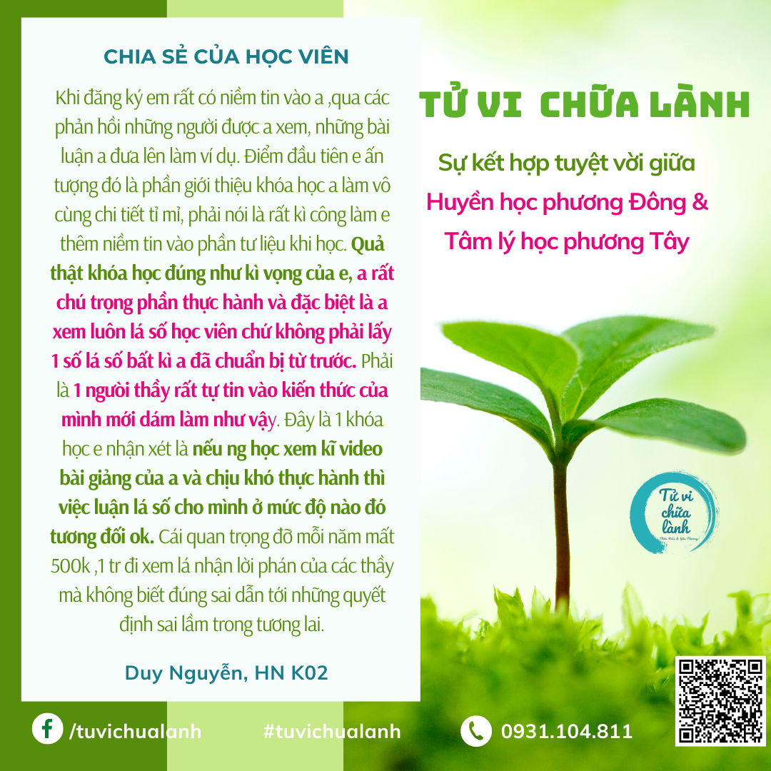 Cảm nhận học viên Tử Vi Chữa Lành